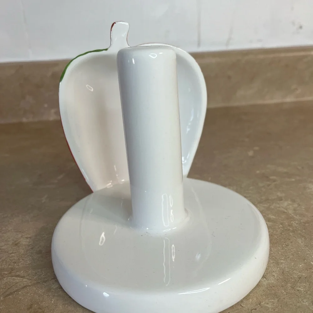 Red Ceramic Apple Paper Towel Holder